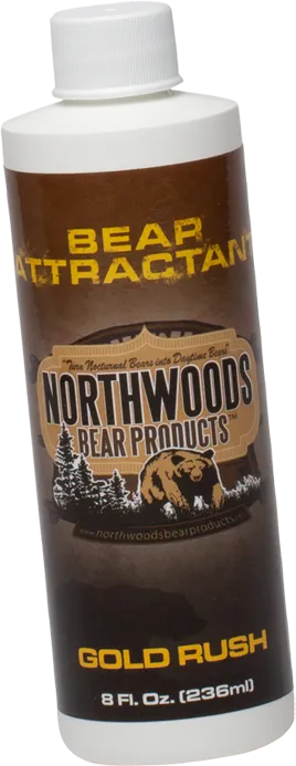 An 8 oz. bottle of Northwoods Gold Rush bear attractant