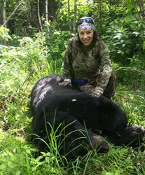 Using crossbow on Saturday in New Brunswick. 15 yard shot. Goldrush sprayed on trees for this hunt. True trophy for NB bears.